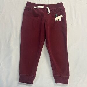 The Children's Place Maroon Joggers with Bear Design